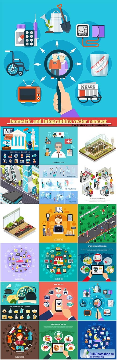 Isometric and Infographics vector concept, icon set on business style # 4
