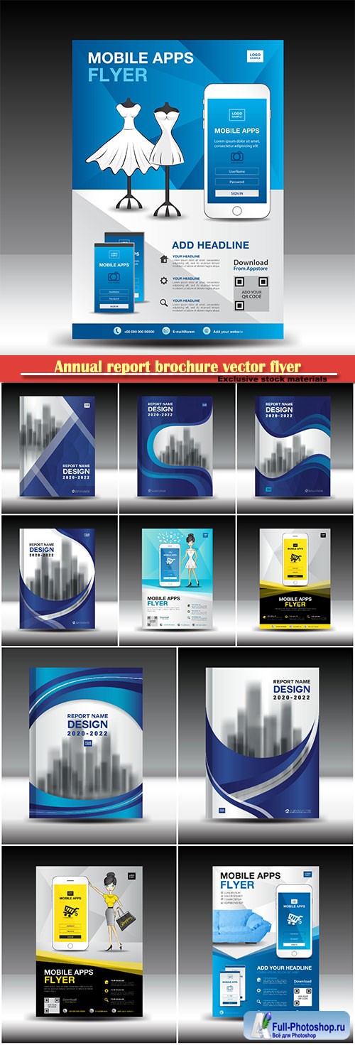 Annual report brochure vector flyer template, book cover design