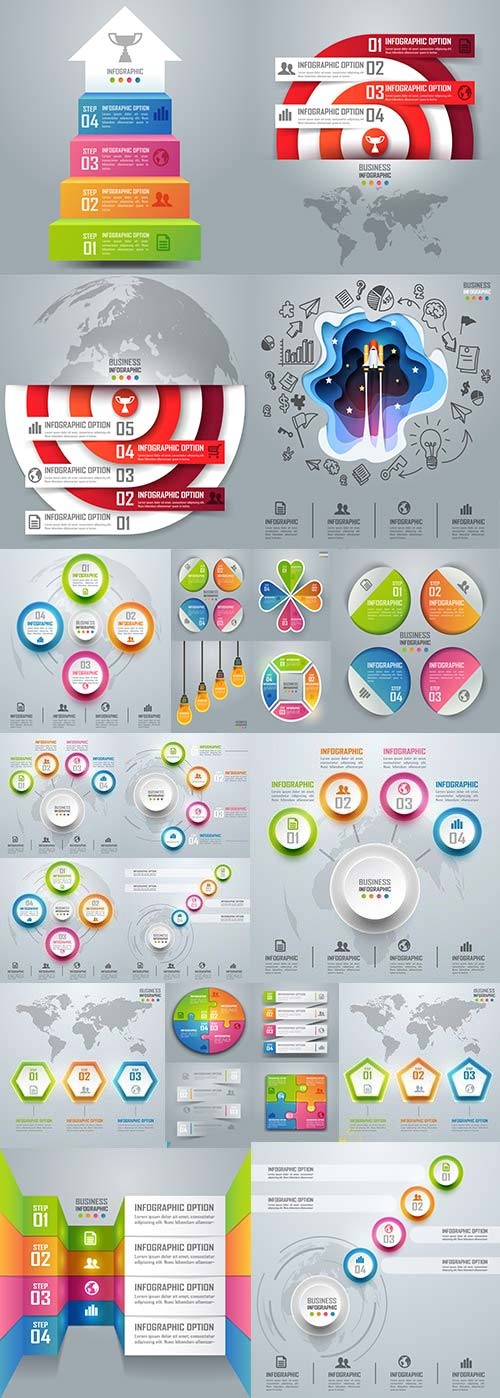 Business elements Infographics design collection 172