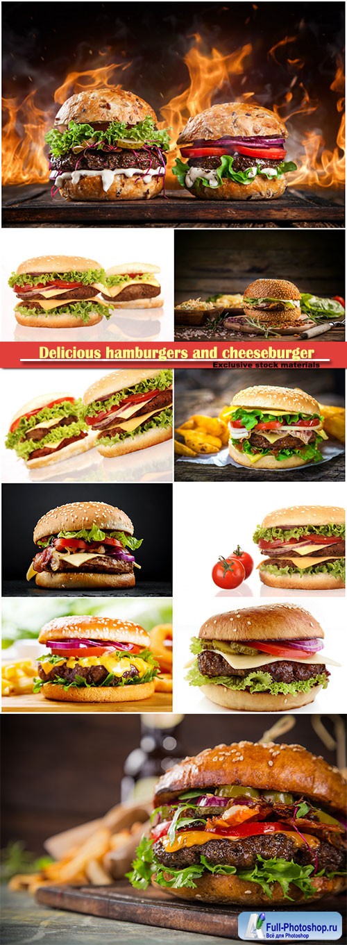 Delicious hamburgers and cheeseburger