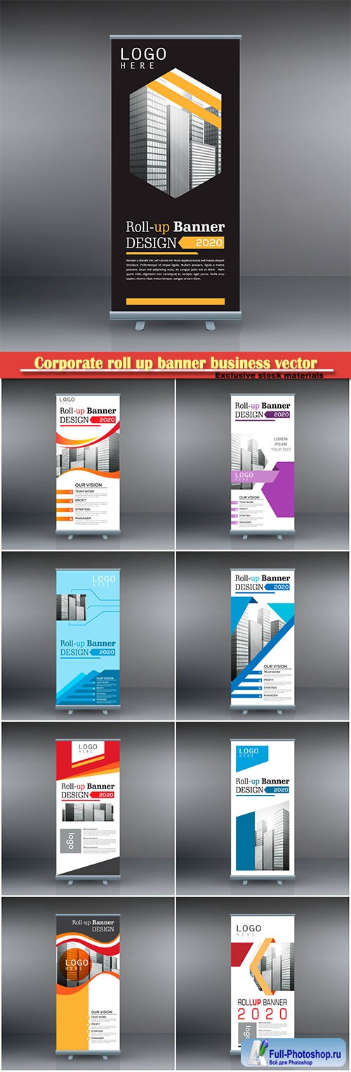 Corporate roll up banner business vector template