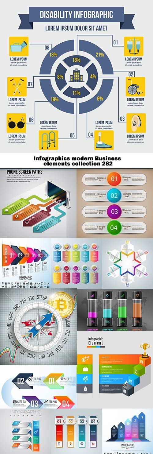 Infographics modern Business elements collection 282