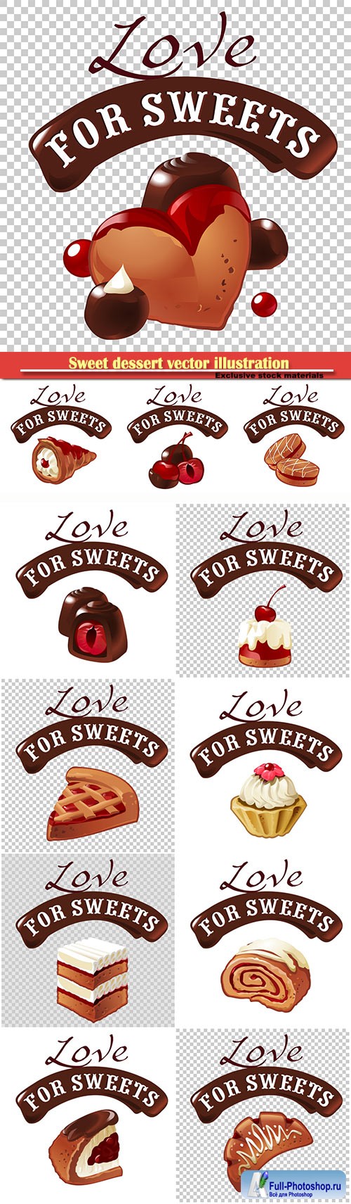 Sweet dessert vector illustration on a white background