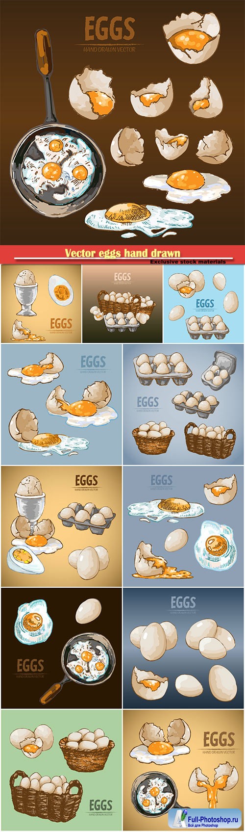 Vector eggs hand drawn retro illustration