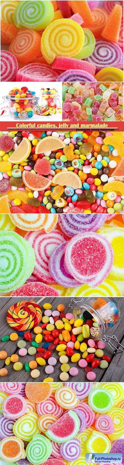Colorful candies, jelly and marmalade background