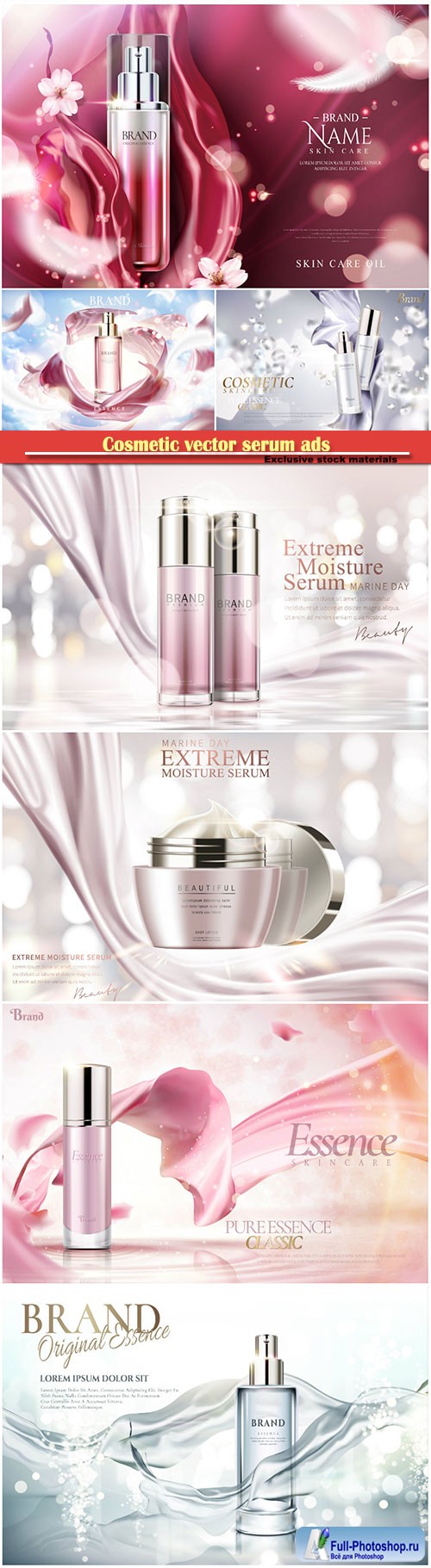 Cosmetic vector serum ads, cosmetic spray, cosmetic cream  in 3d illustration