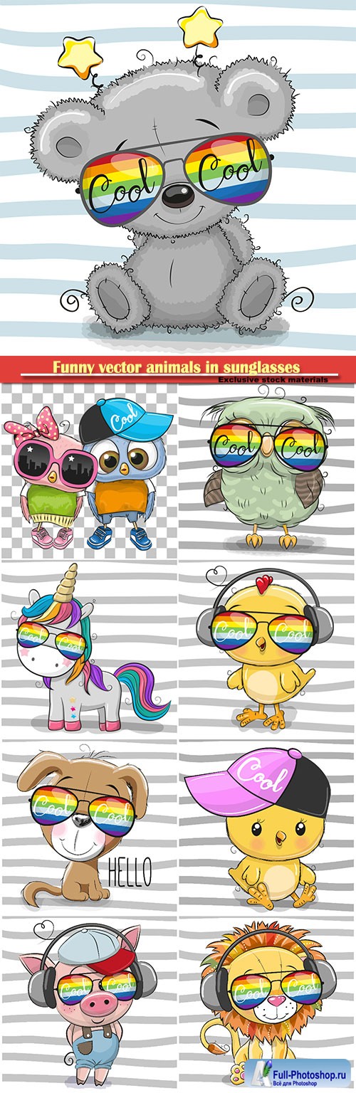 Funny vector animals in sunglasses