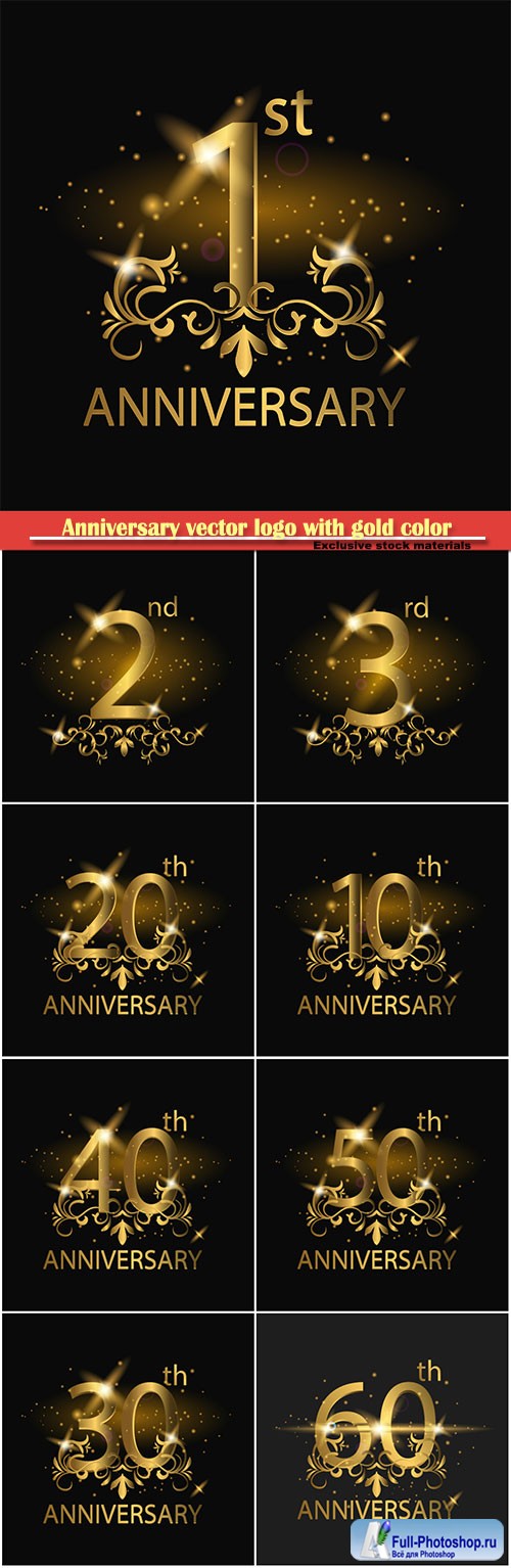 Anniversary vector logo with gold color years anniversary celebration