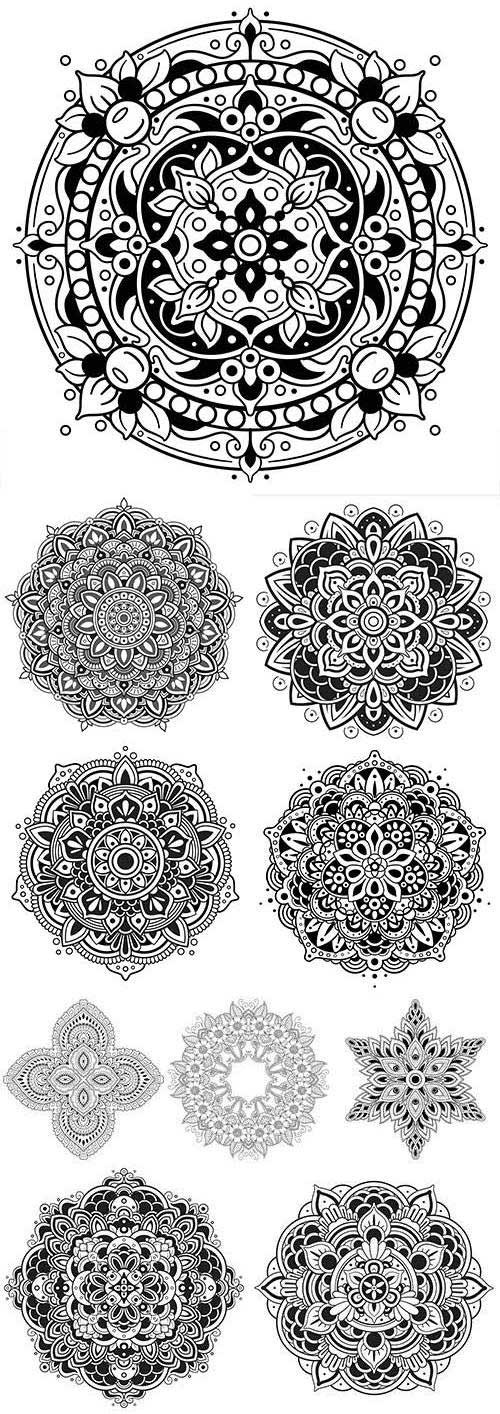 Mandala flower ornament decoration tatoo element
