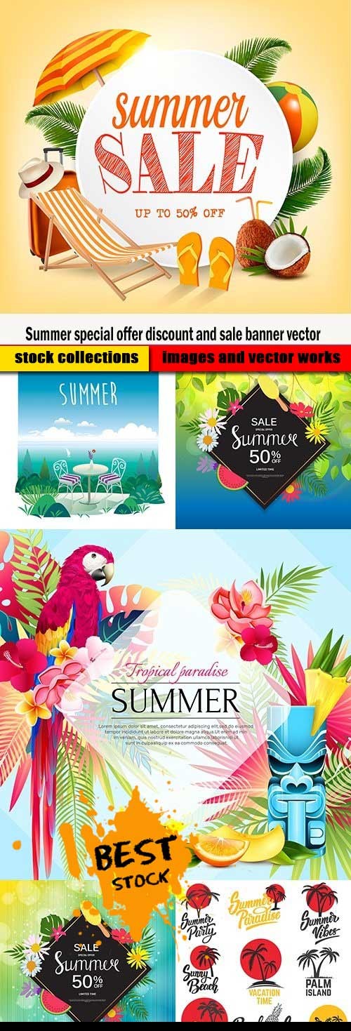 Summer special offer discount and sale banner vector