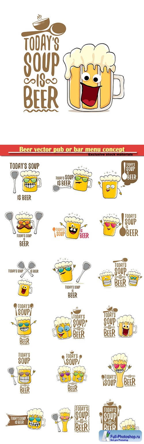 Beer vector pub or bar menu concept illustration or summer poster
