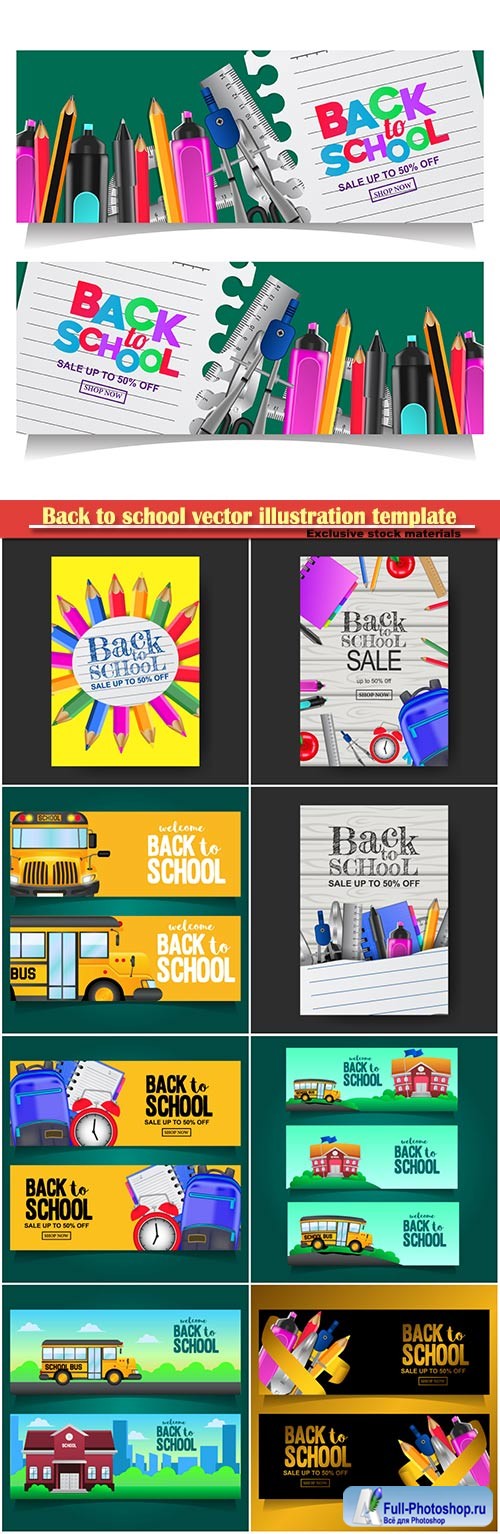 Back to school vector illustration template # 4