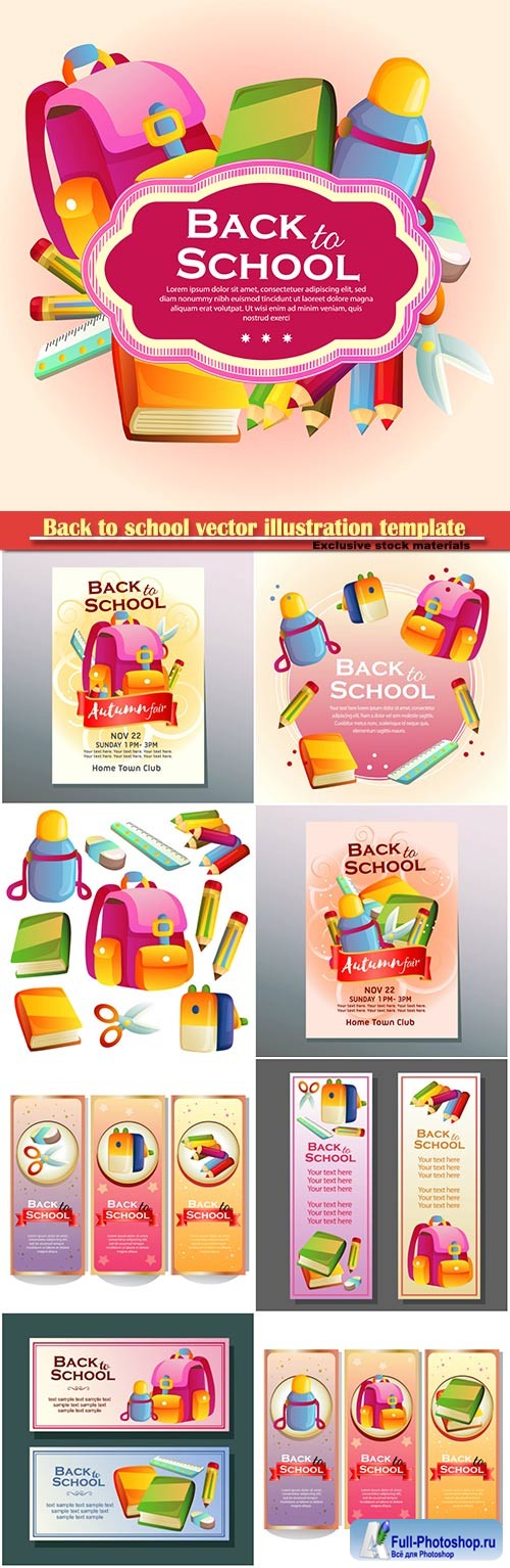 Back to school vector illustration template # 6