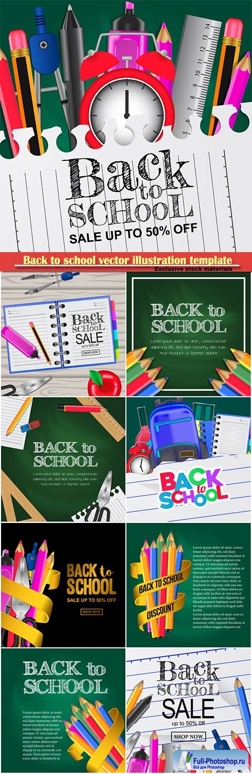 Back to school vector illustration template # 15