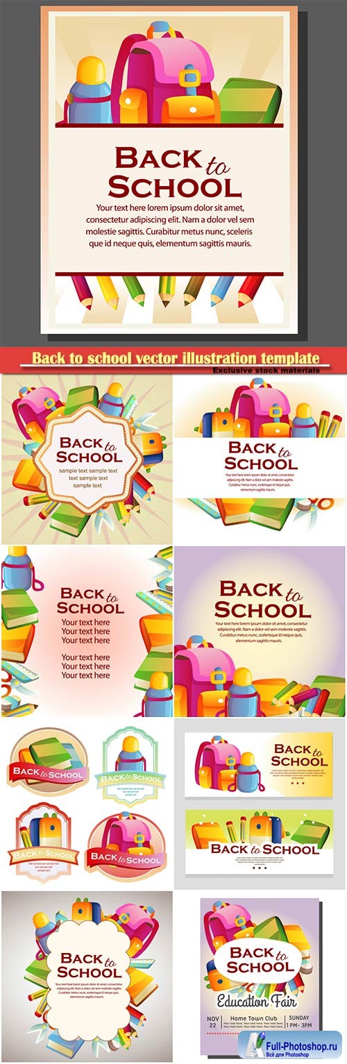 Back to school vector illustration template # 12