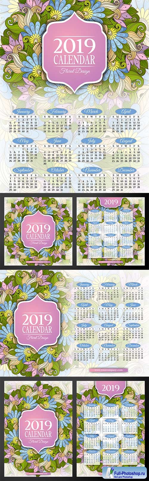 Calendar 2019 year template creative vector design # 2