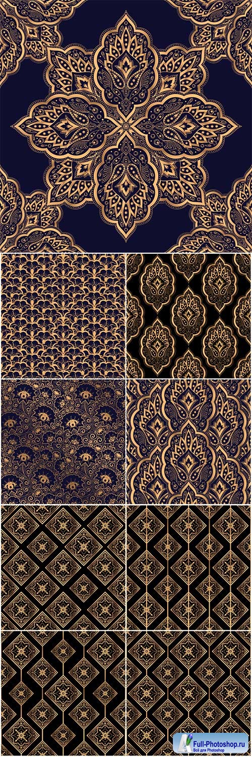 Golden luxury seamless vector patterns
