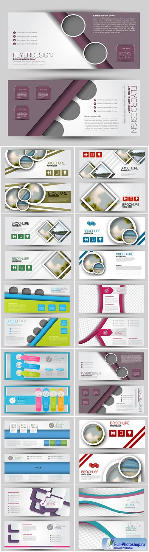 Set of banners for web and advertisement print out, vector horizontal flyer handout design # 3