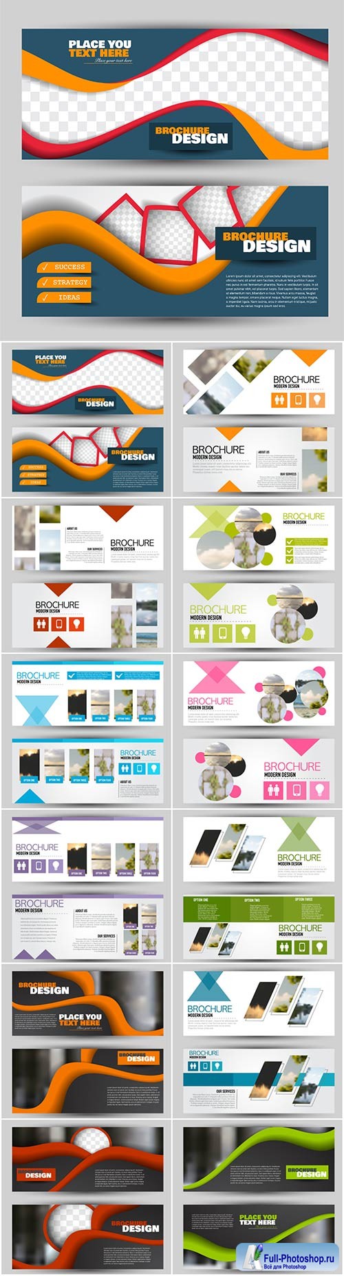 Set of banners for web and advertisement print out, vector horizontal flyer handout design # 6