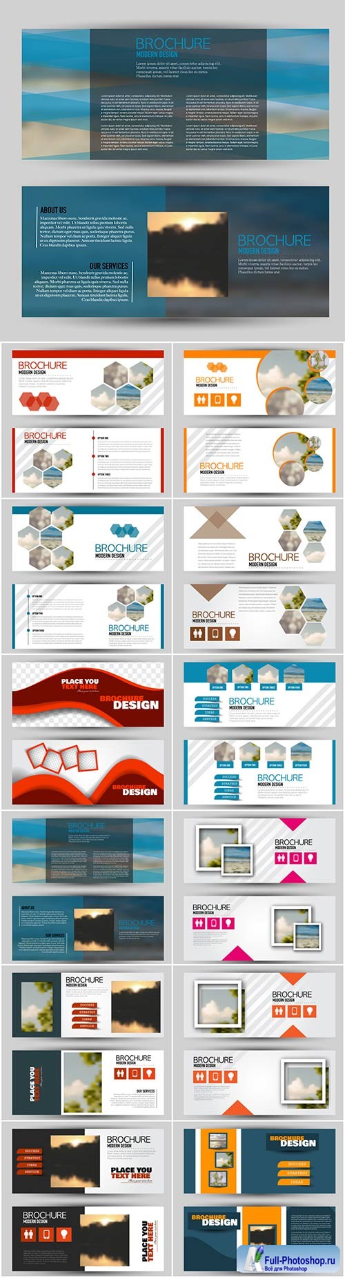 Set of banners for web and advertisement print out, vector horizontal flyer handout design # 4