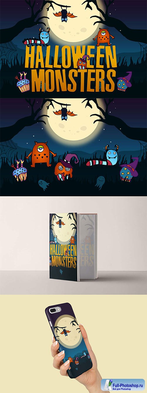 Halloween Monsters Vector Illustration
