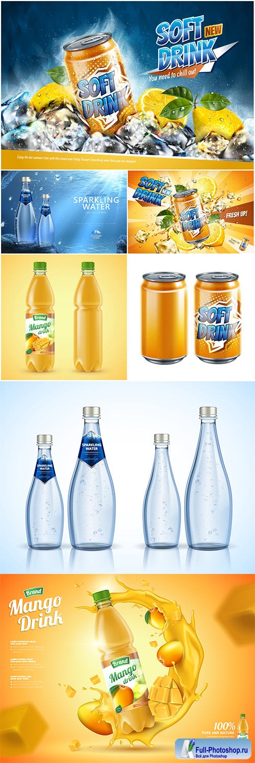 Soft drink ads, vector 3d illustration