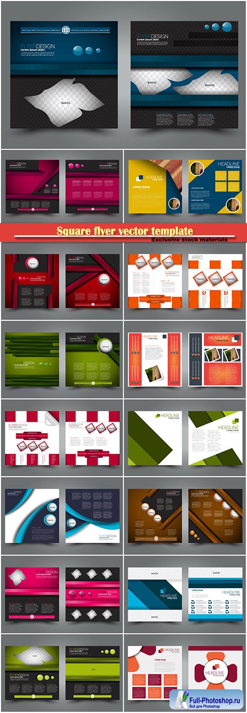 Square flyer vector template, simple brochure design for business and education # 2