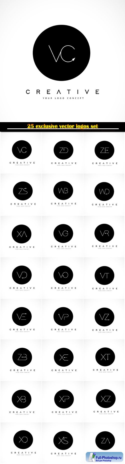 Logo vector design with black and white creative text letter