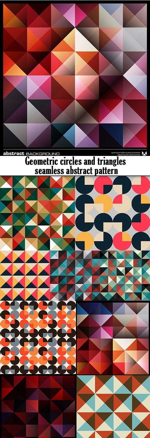 Geometric circles and triangles seamless abstract pattern