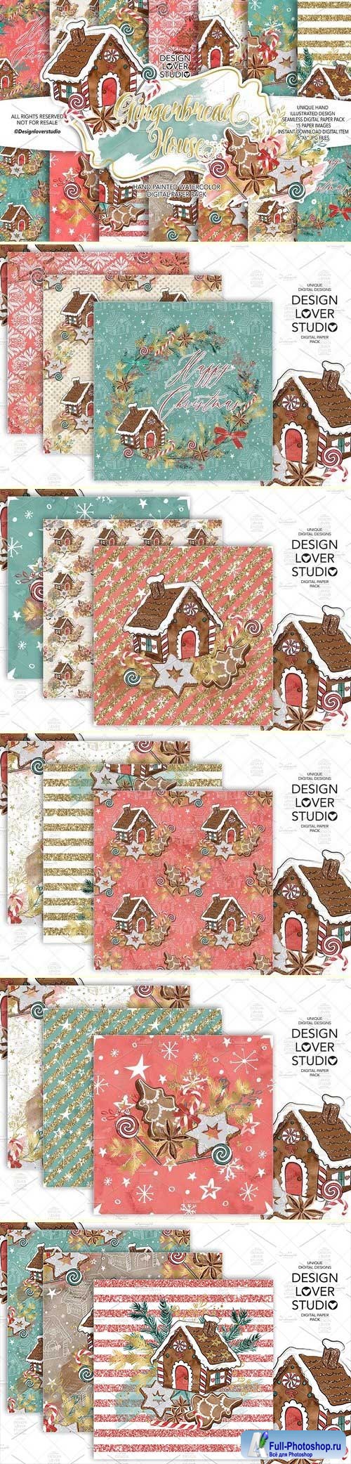 CM - Gingerbread house digital paper pack 2940045