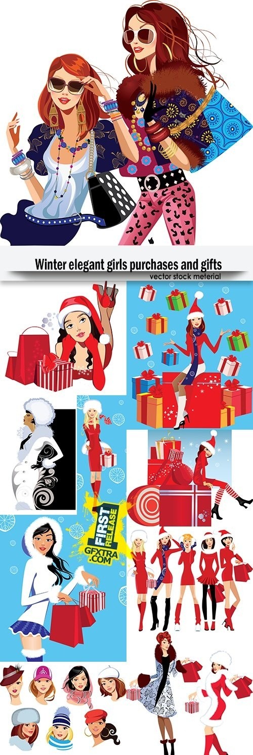 Winter elegant girls purchases and gifts