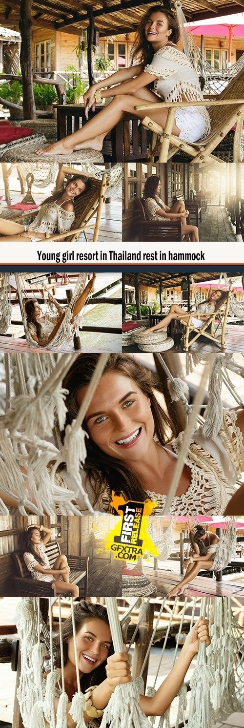 Young girl resort in Thailand rest in hammock
