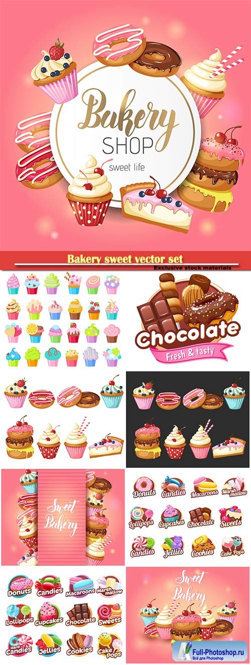 Bakery sweet vector set