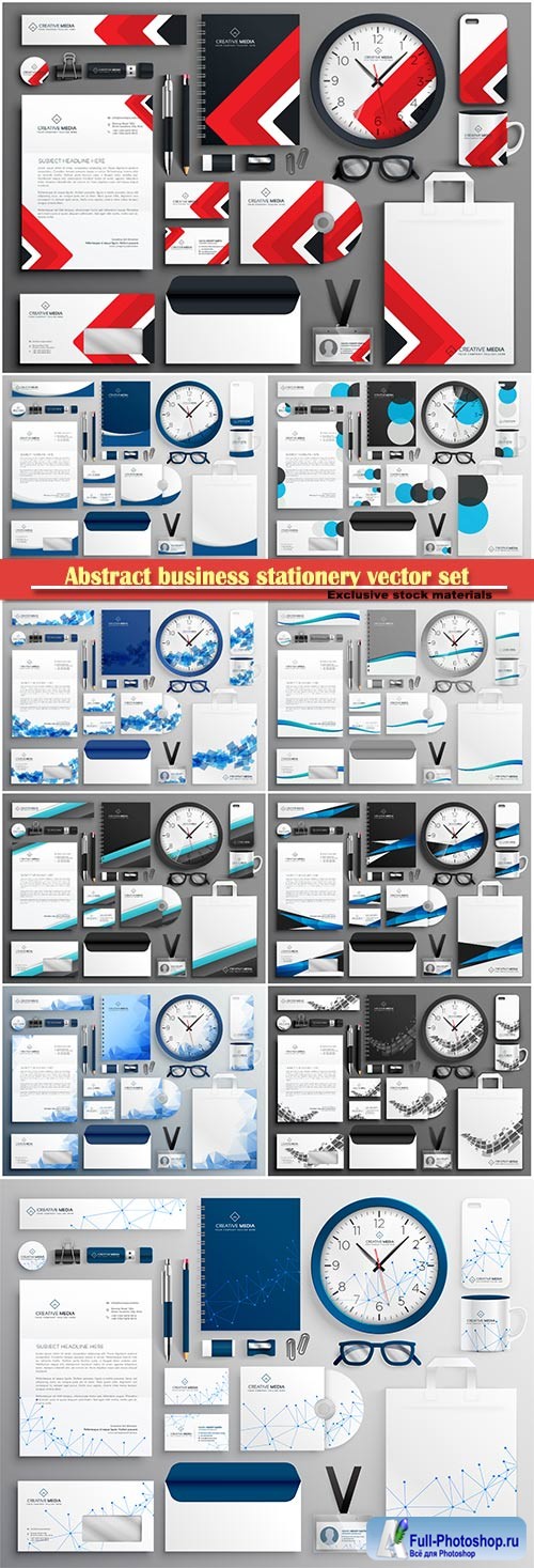 Abstract business stationery vector set