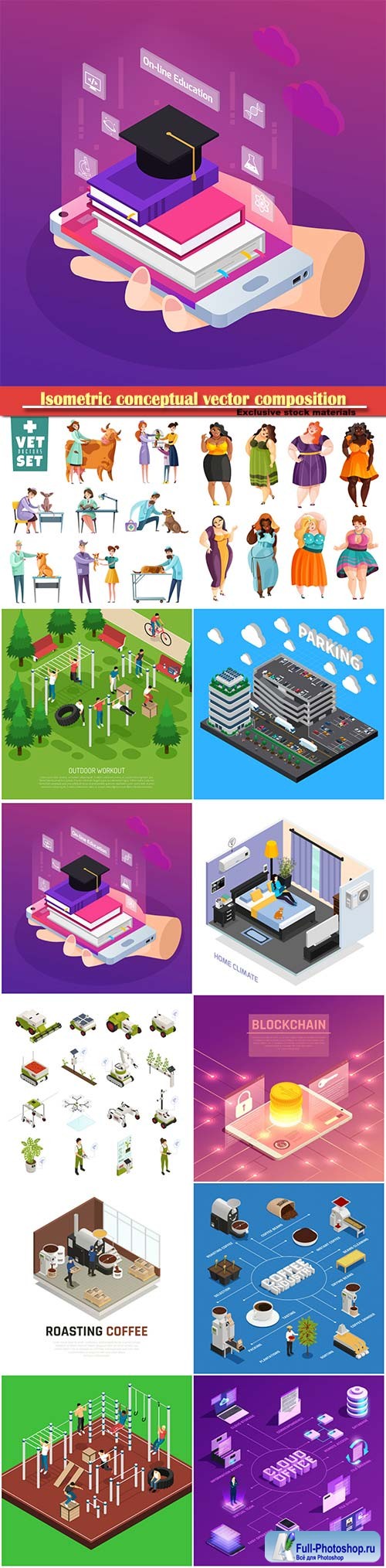Isometric conceptual vector composition, infographics template # 52
