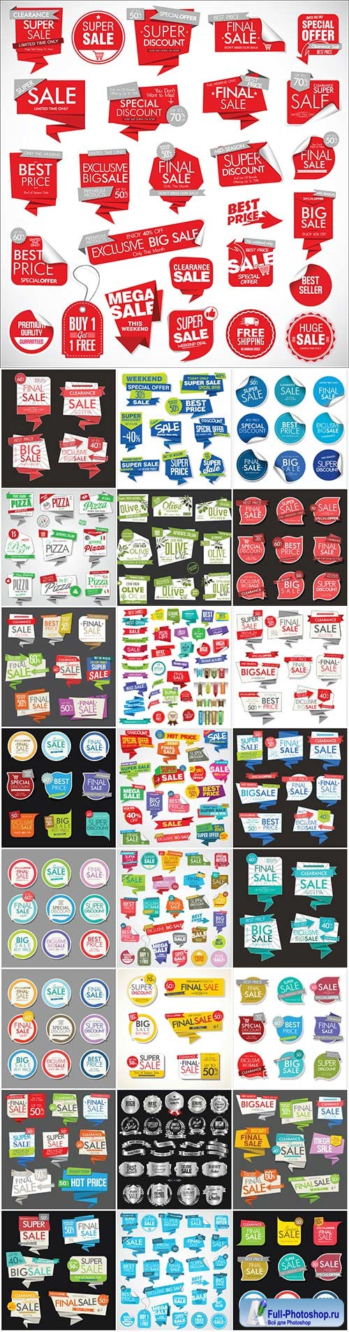 Modern sale vector banners and labels collection