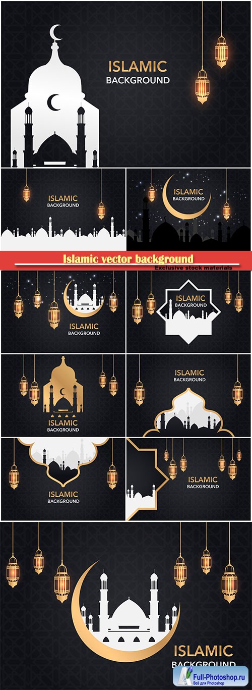 Islamic vector background set