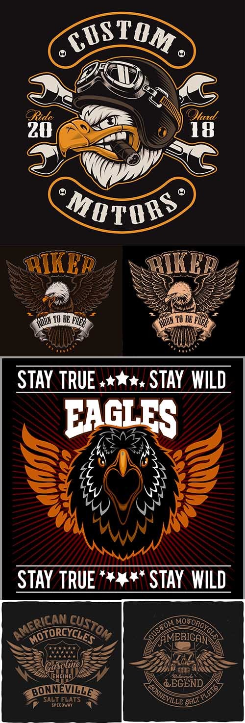 Vintage American motorcycle biker emblem design