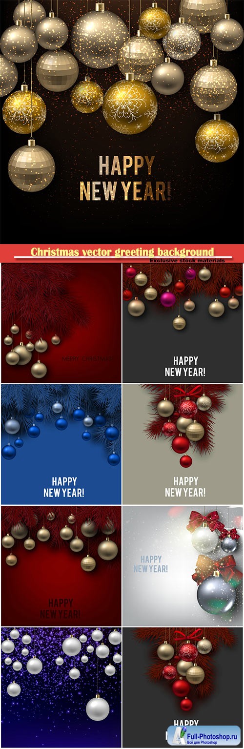 Christmas vector greeting background with christmas balls