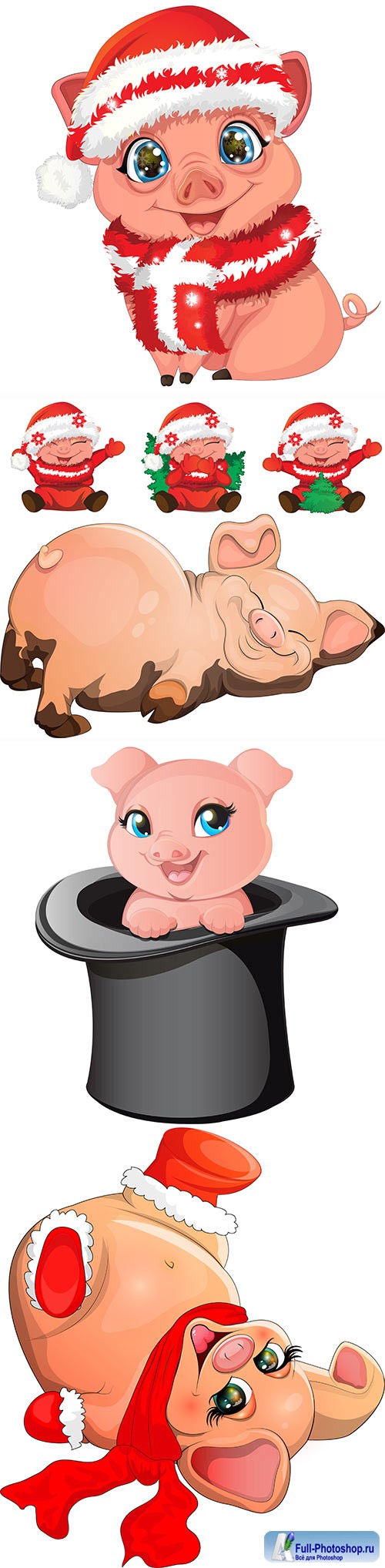 Funny pigs in vector symbol of 2019