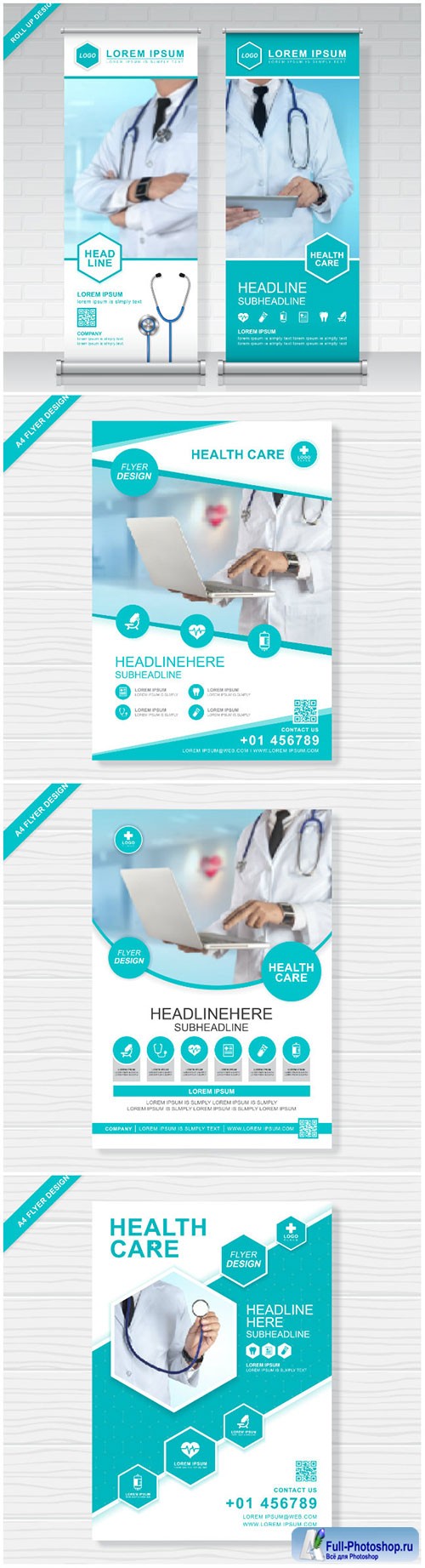 Medical brochure design, vector health care cover template