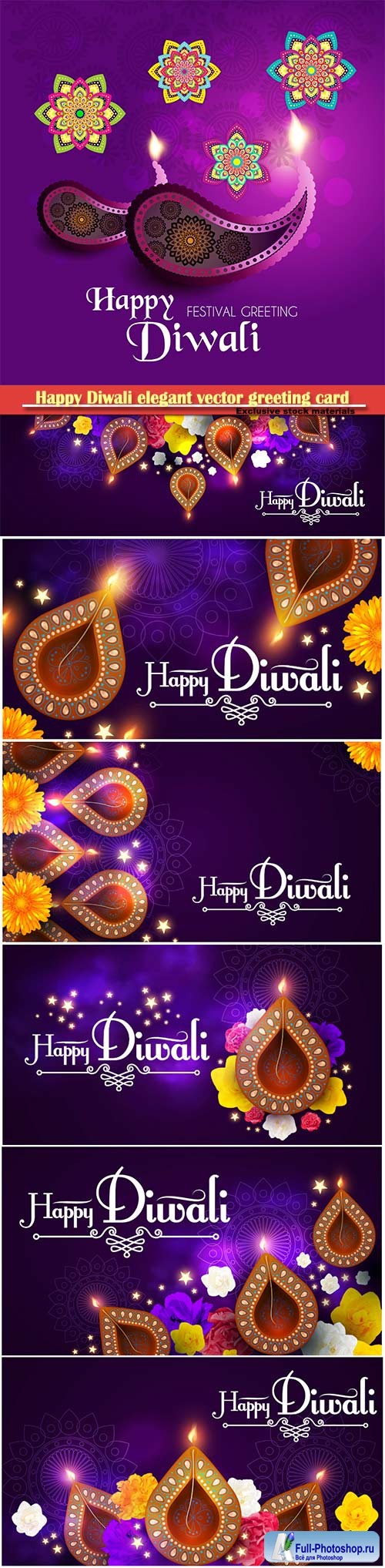 Happy Diwali elegant vector greeting card design