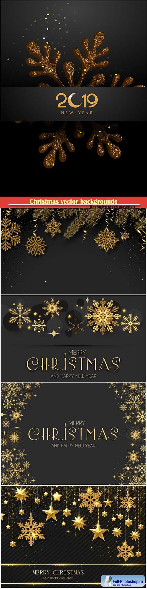 Christmas vector backgrounds with golden decor