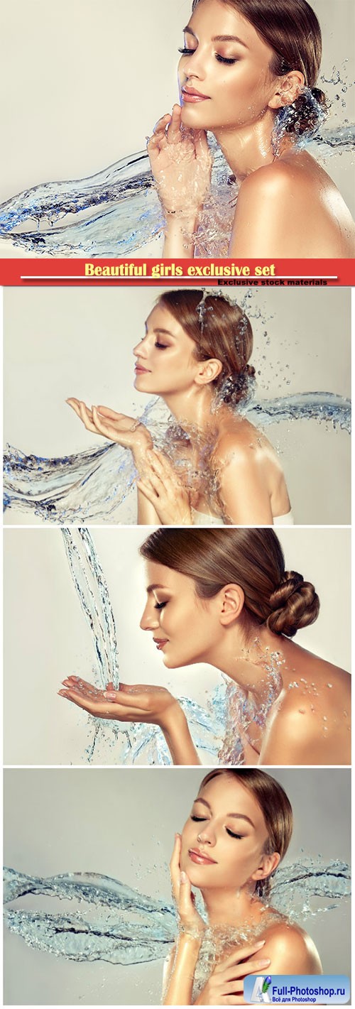 Beautiful girl in a spray of water