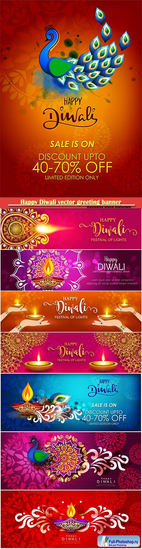 Happy Diwali vector greeting banner design