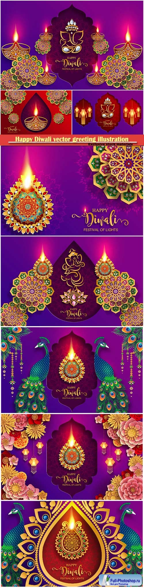 Happy Diwali vector greeting illustration template