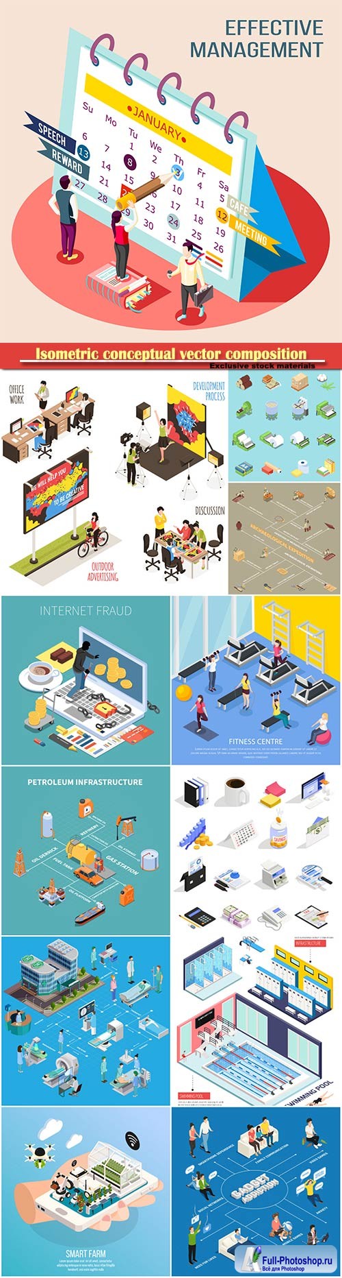 Isometric conceptual vector composition, infographics template # 57