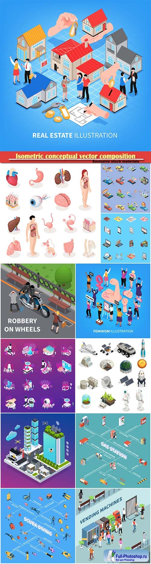 Isometric conceptual vector composition, infographics template # 59