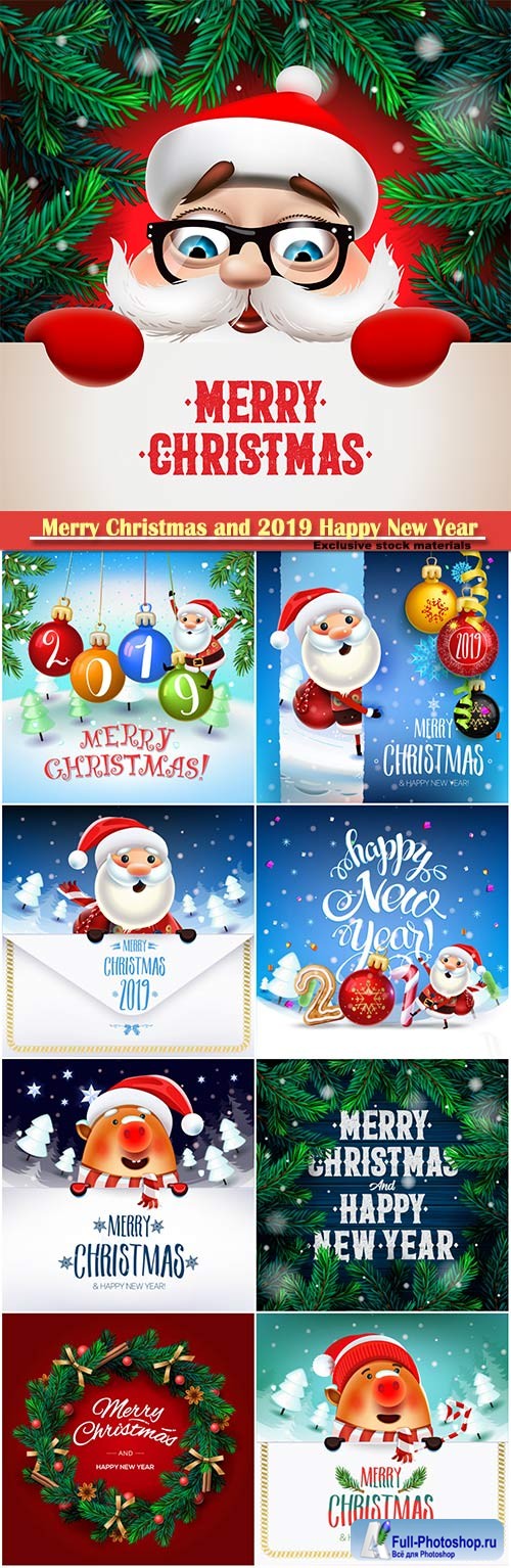 Happy New Year 2019 decoration vector poster card
