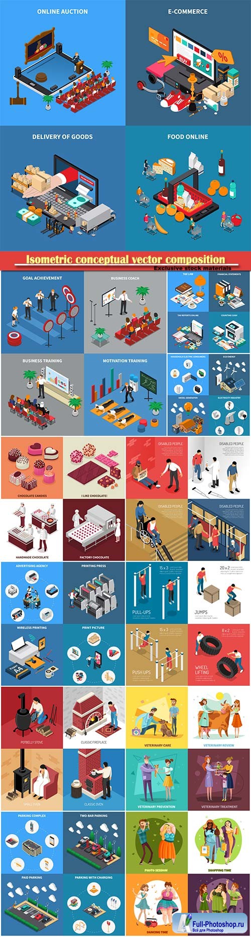 Isometric conceptual vector composition, infographics template # 61